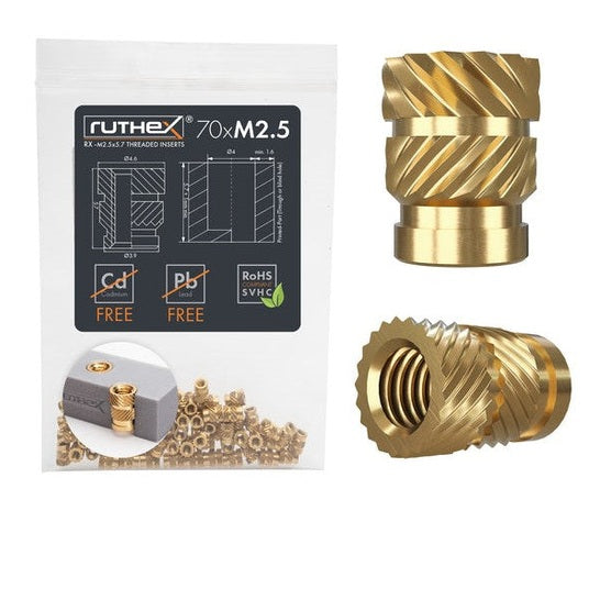 Ruthex M2.5 Gewindeeinsätze – RX-M2.5x5.7 (70 Stück)
